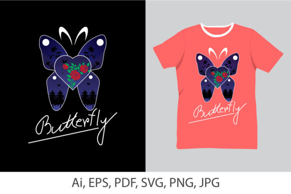 Butterfly Girls Tshirt Design: Graphics & Print Templates