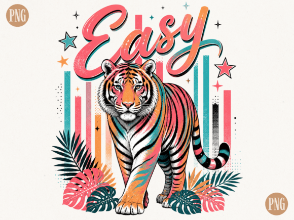 Easy Tiger Retro Design PNG: Graphics & T-Shirt Designs