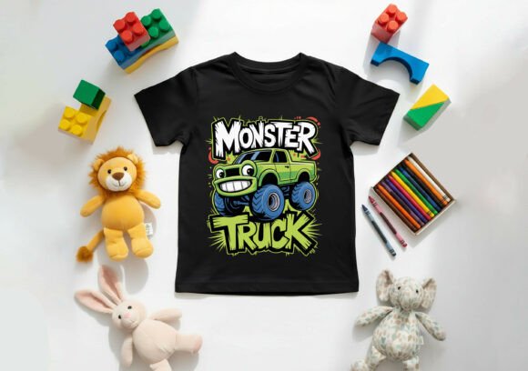 Monster Truck Cartoon Graphics for Kids T-Shirt Designs