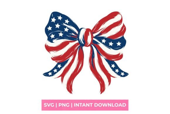 Patriotic American Flag Coquette Bow SVG: Graphics for T-Shirt Designs
