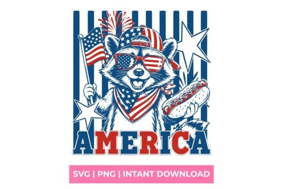 Patriotic Raccoon Graphics for T-Shirt Designs