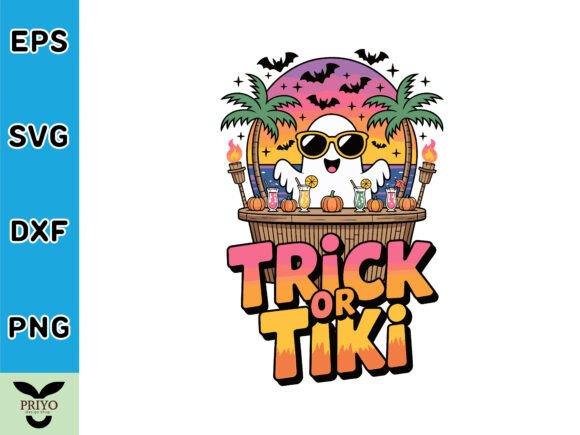 Trick or Tiki Haunted Tropical Beach Hal Graphics & T-Shirt Designs